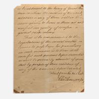 [Americana] [American Revolution] Thomson, Charles Manuscript Document, signed