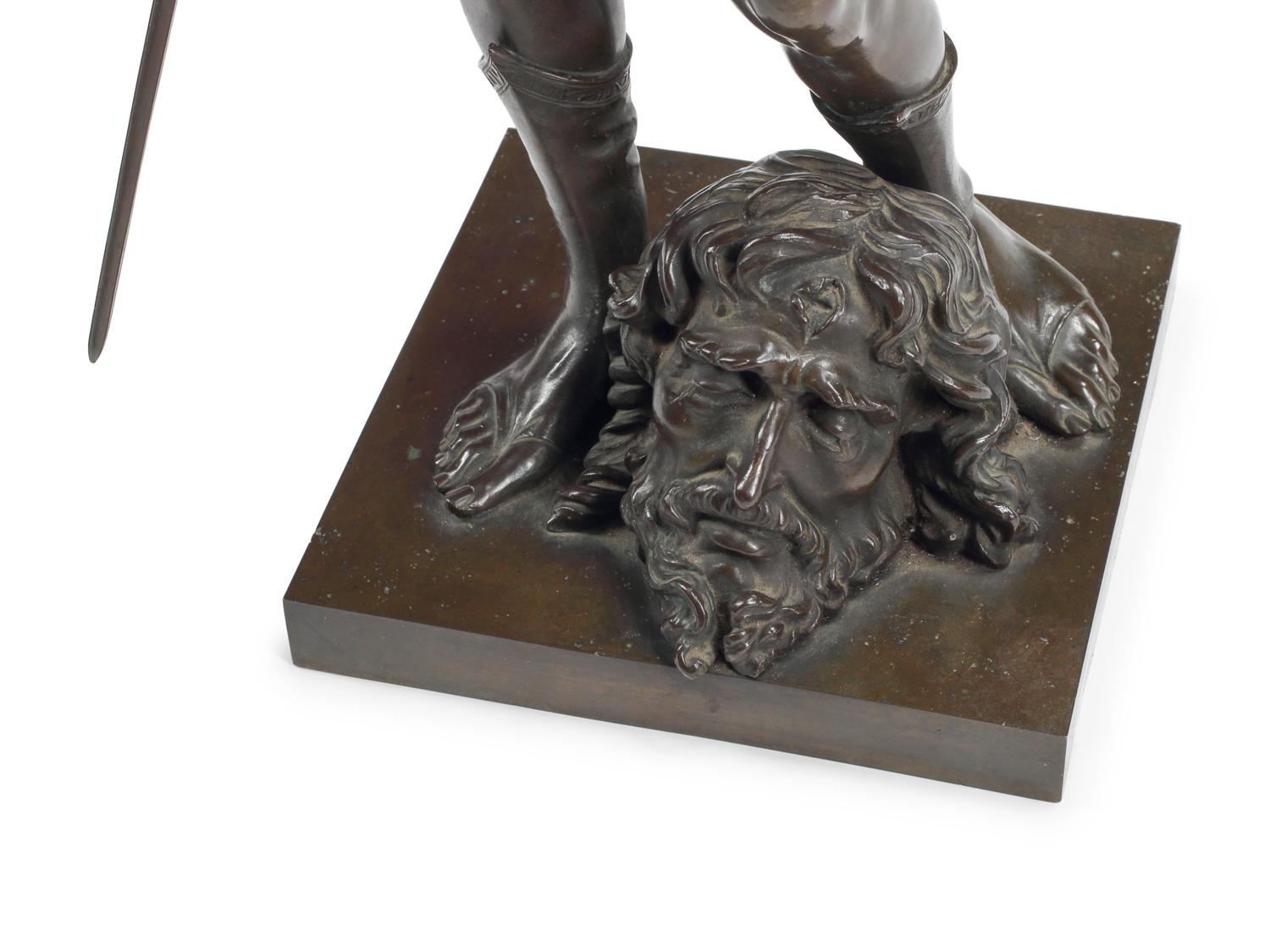 An Italian Patinated Bronze Figure of David