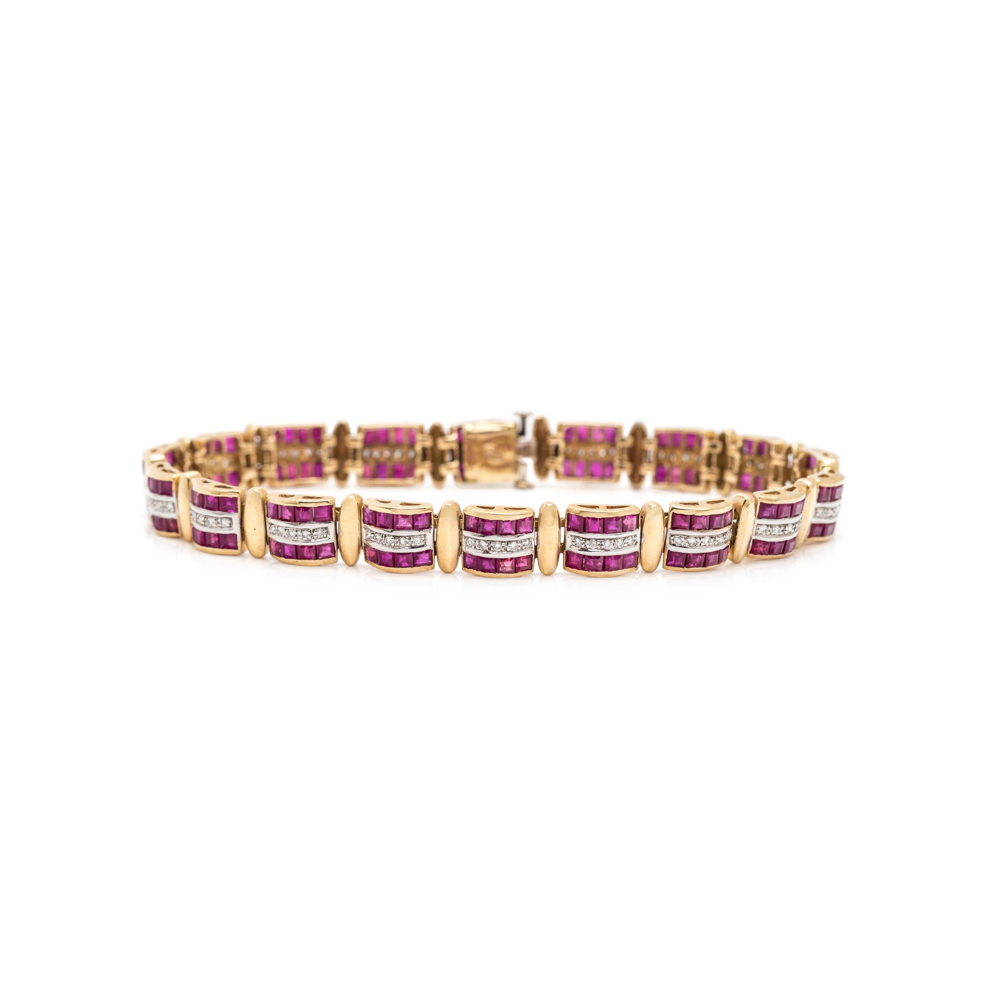 SYNTHETIC RUBY AND DIAMOND BRACELET