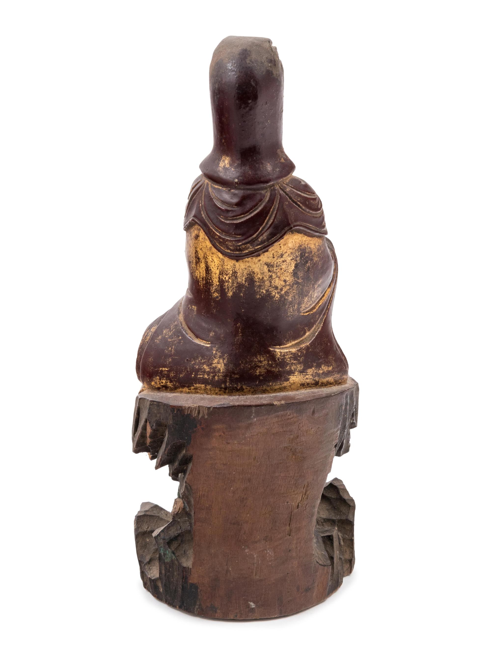 A Chinese Gilt Decorated Wood Guanyin