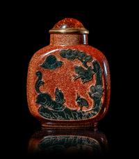 A Chinese Dark Green Overlay Aventurine Glass Snuff Bottle