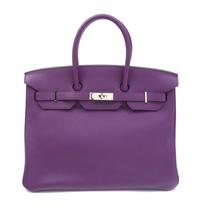 An Hermes Ultraviolet Taurillion Clemence 35cm Birkin Handbag, 14" x 10" x 7".