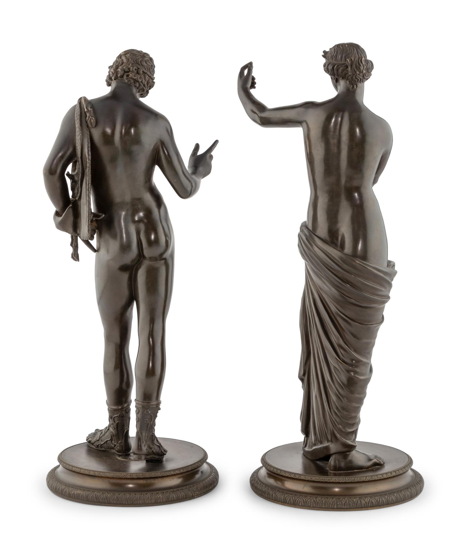 A Pair of Grand Tour Bronze Figures of Narcissus and Venus