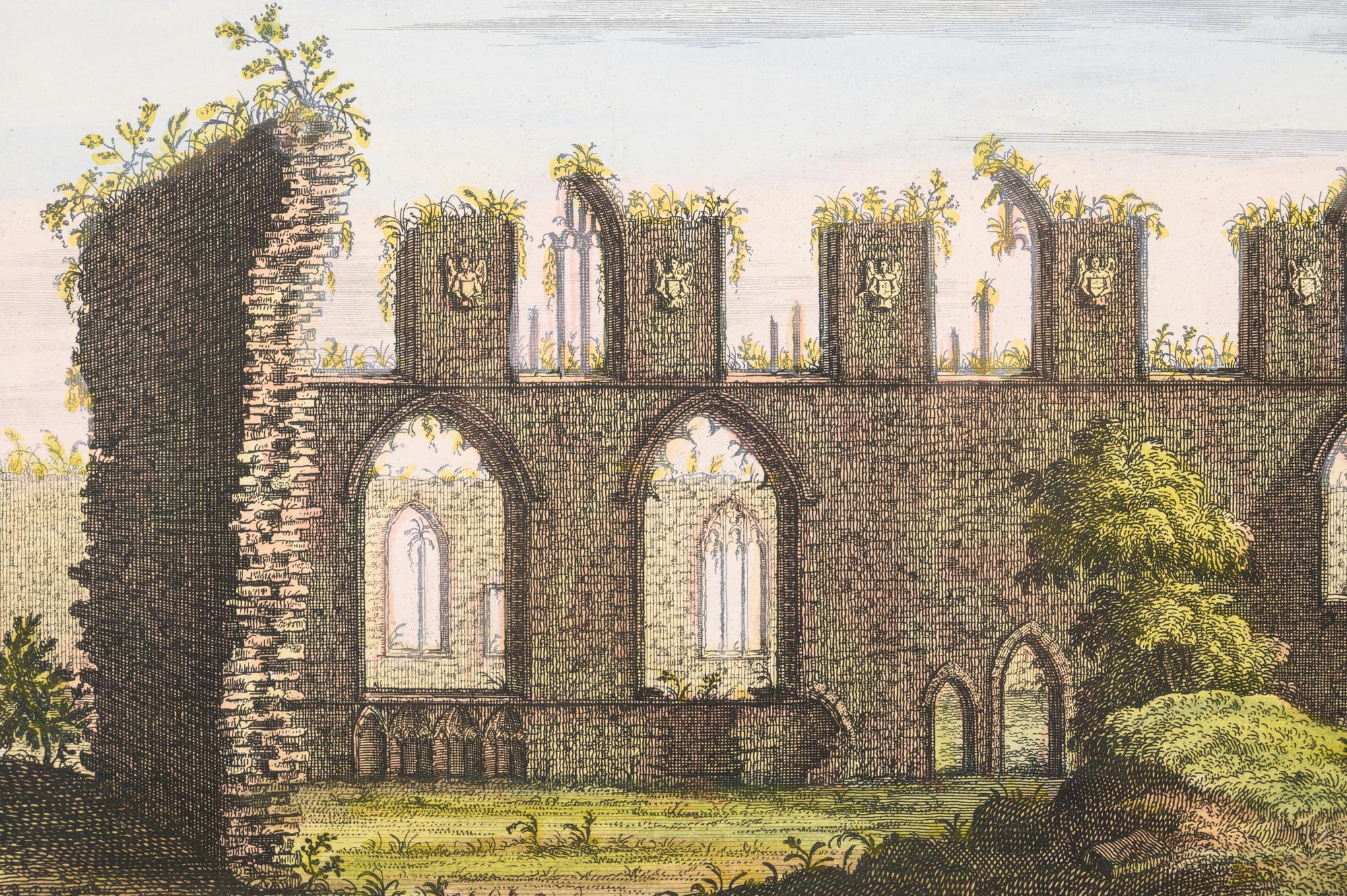 A Set of Eight English Architectural Engravings with Hand-Coloring