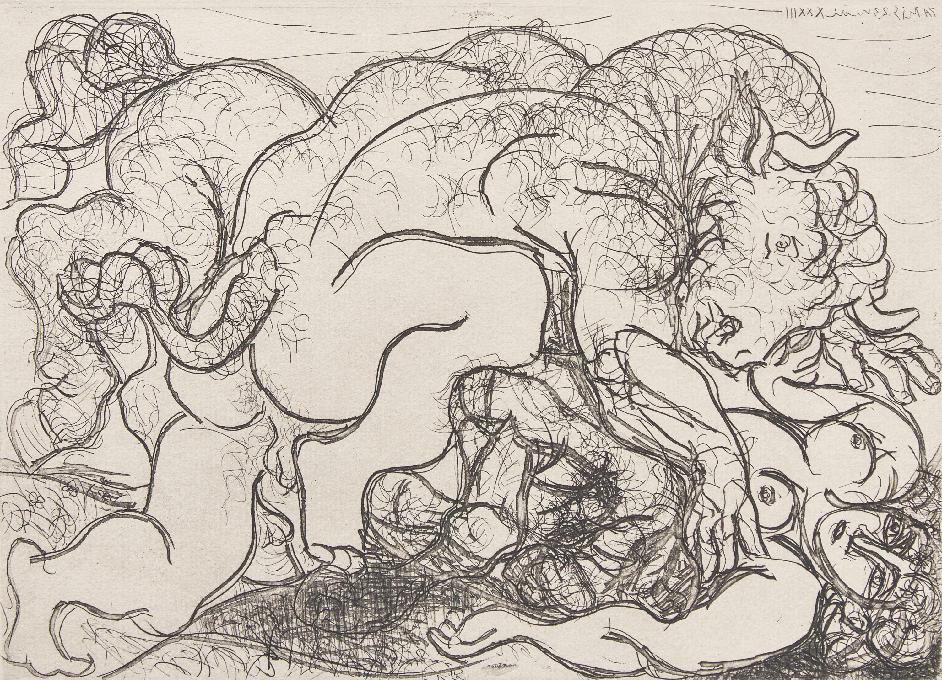Minotaure attaquant une Amazone ( from La Suite Vollard) , 1933