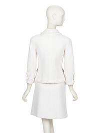 CHANEL, WHITE TWEED SKIRT SUIT