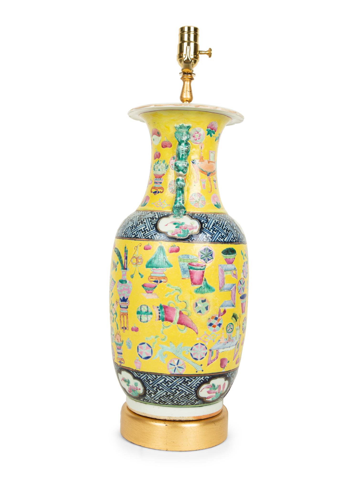 A Chinese Export Porcelain Vase Mounted as a Lamp
