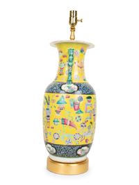 A Chinese Export Porcelain Vase Mounted as a Lamp