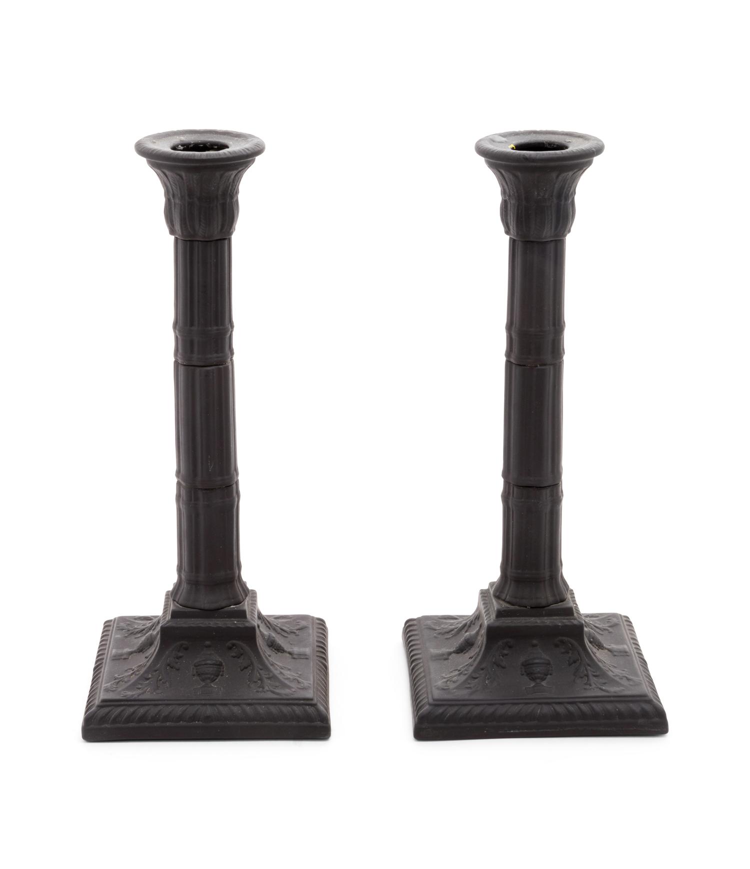 A Pair of Basalt Candlesticks