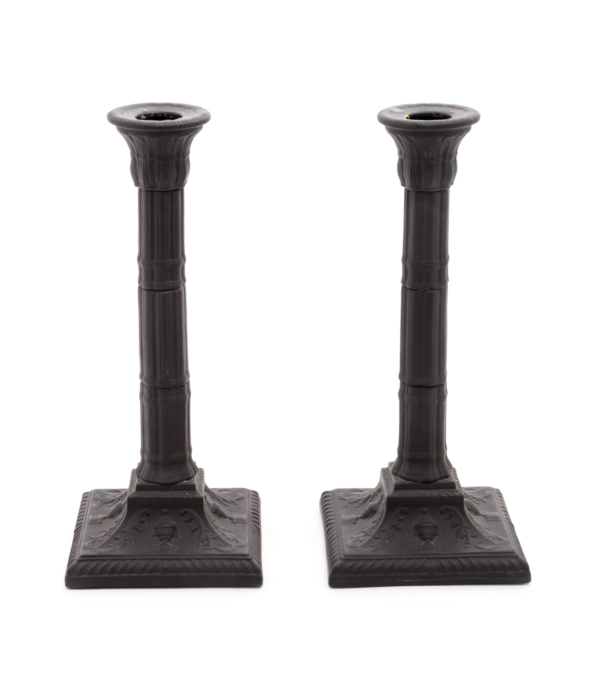 A Pair of Basalt Candlesticks