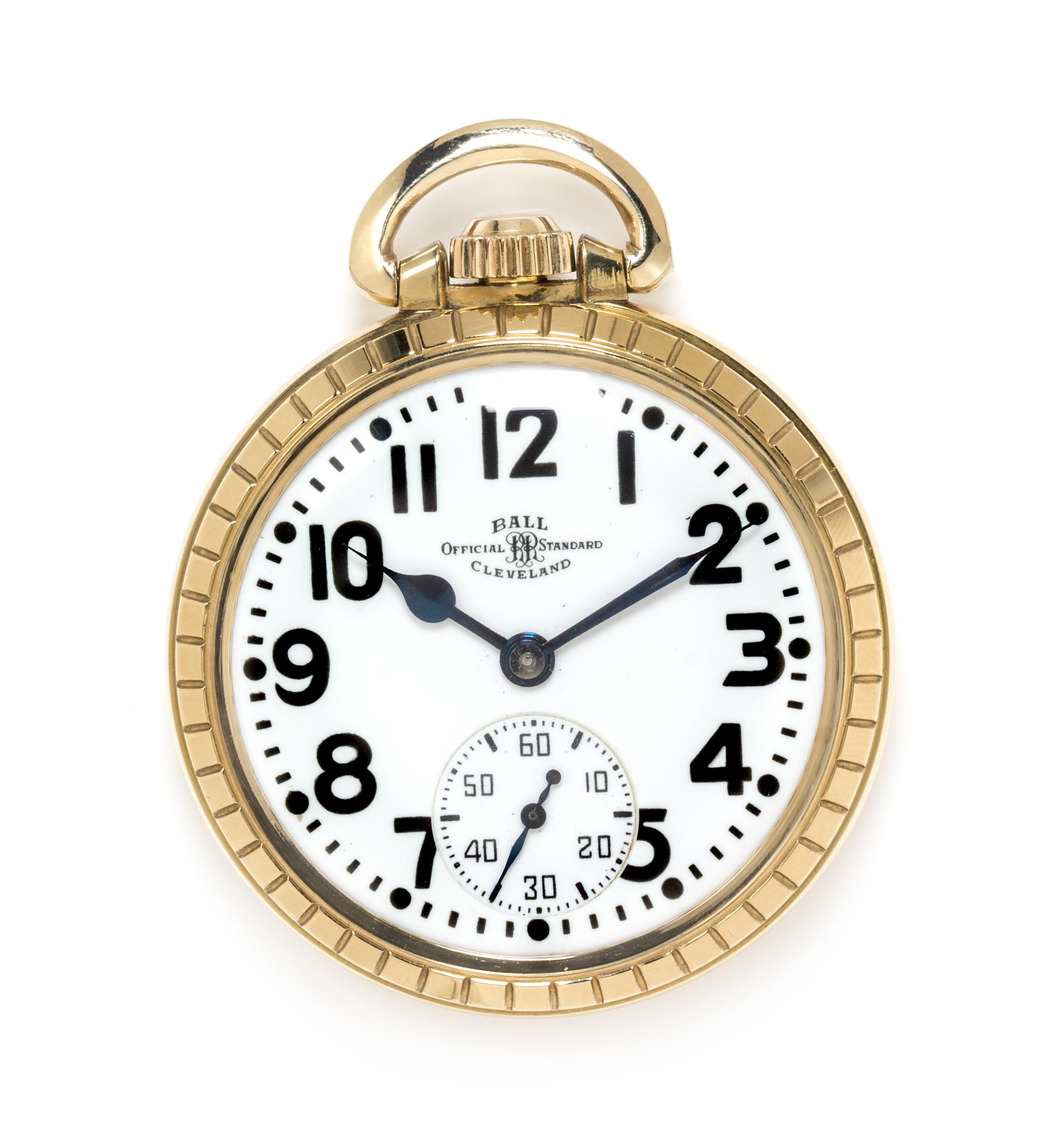 A Gold Filled Open Face 'Official RR Standard' Pocket Watch, Ball, Circa 1947, 64.20 dwts.