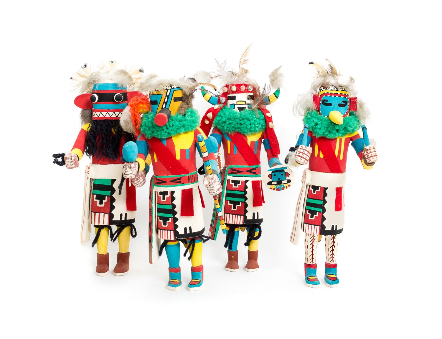 Eleven Hopi Kachinas Height of tallest 14 inches.
