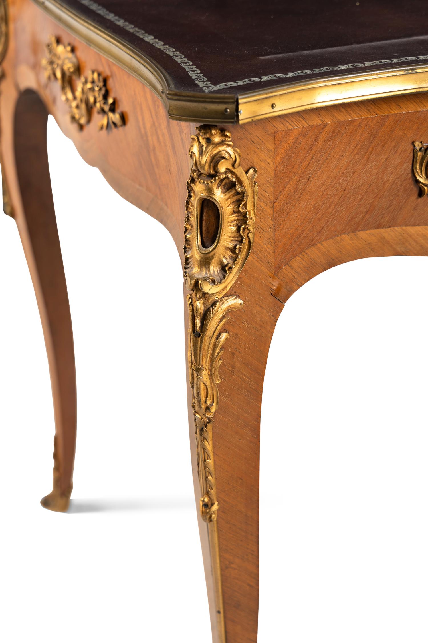 A Louis XV Style Gilt Bronze Mounted Bureau Plat