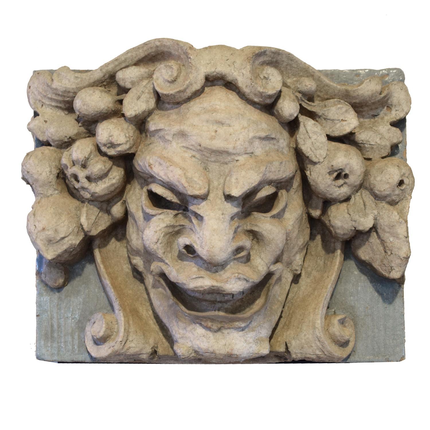 A Pair of Terra Cotta Comedy and Tragedy Panels 17" W x 7" D x 15" H — United States, Early 20th Century