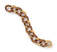 SEAMAN SCHEPPS, YELLOW GOLD AND WOOD BRACELET