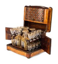 A Napoleon III Fruitwood and Mother-of-Pearl Inlaid Cave à Liqueur