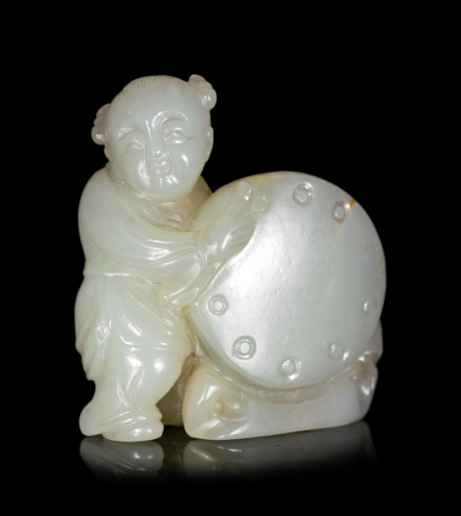 Six Chinese Carved Celadon Jade Figural Groups