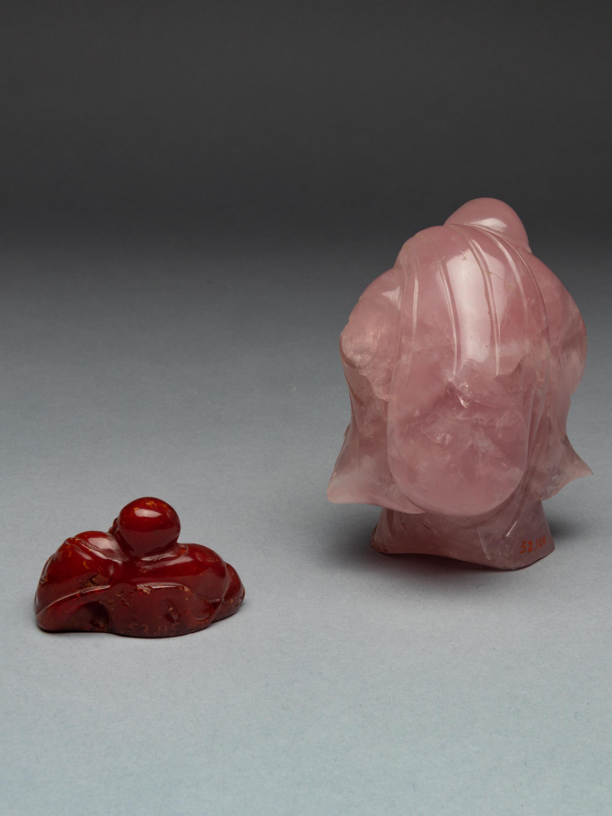Two Carved Hardstone Figures of Budhai Buddhas