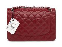 CHANEL, LARGE BURGUNDY DOUBLE FLAP BAG
