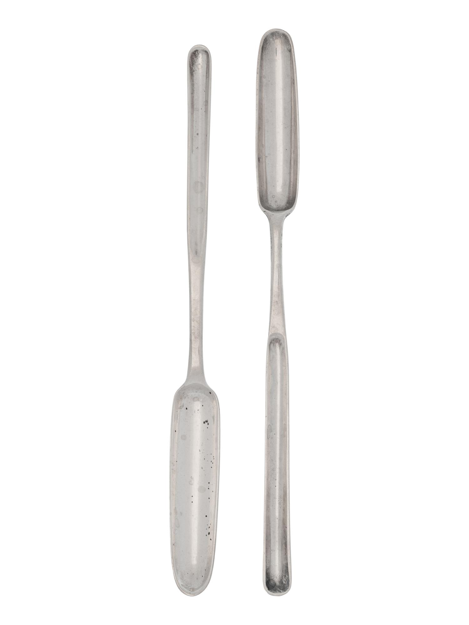Two George III Silver Marrow Scoops