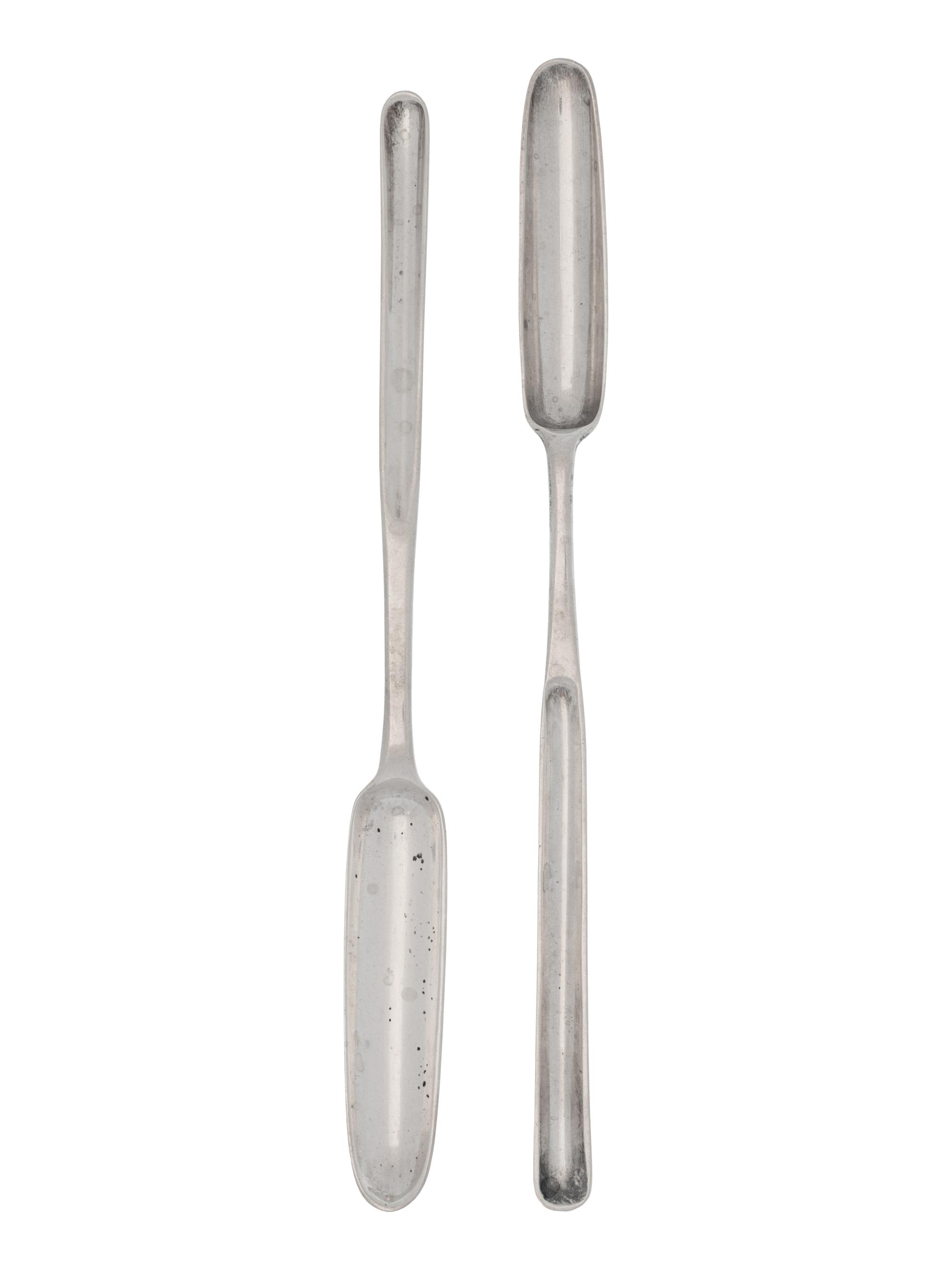 Two George III Silver Marrow Scoops