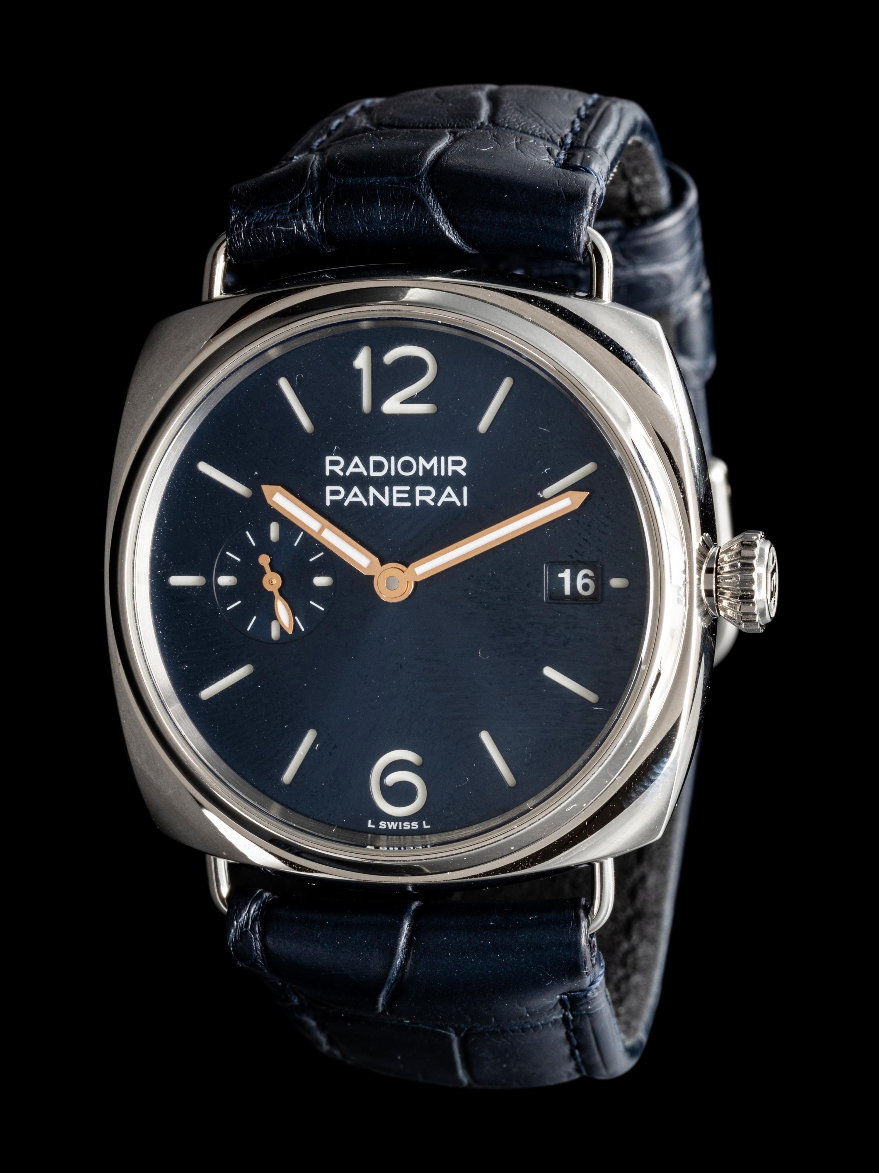PANERAI, REF. PAM01293 STAINLESS STEEL 'RADIOMIR QUARANTA' DATE WATCH