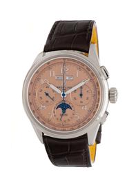 BREITLING, REF. AB25 STAINLESS STEEL 'PREMIER B25 DATORA 42' SALMON DIAL CHRONOGRAPH ANNUAL CALENDAR MOONPHASE WATCH, BOX & PAPERS