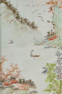 A Set of Four Chinese Porcelain Plaques in Hardwood Frames