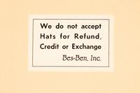 Three Bes-Ben Hats, c. 1958