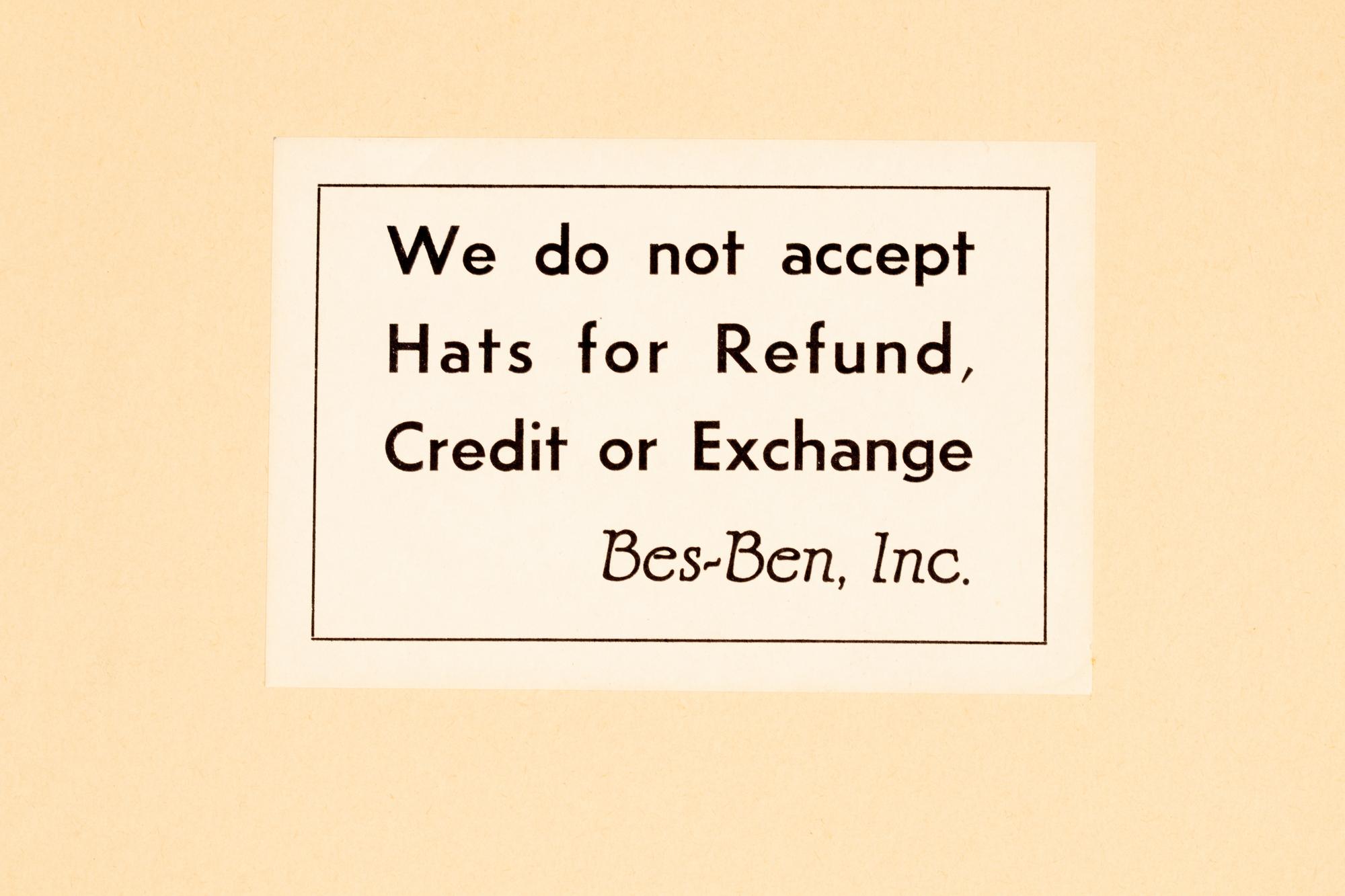 Three Bes-Ben Hats, c. 1958