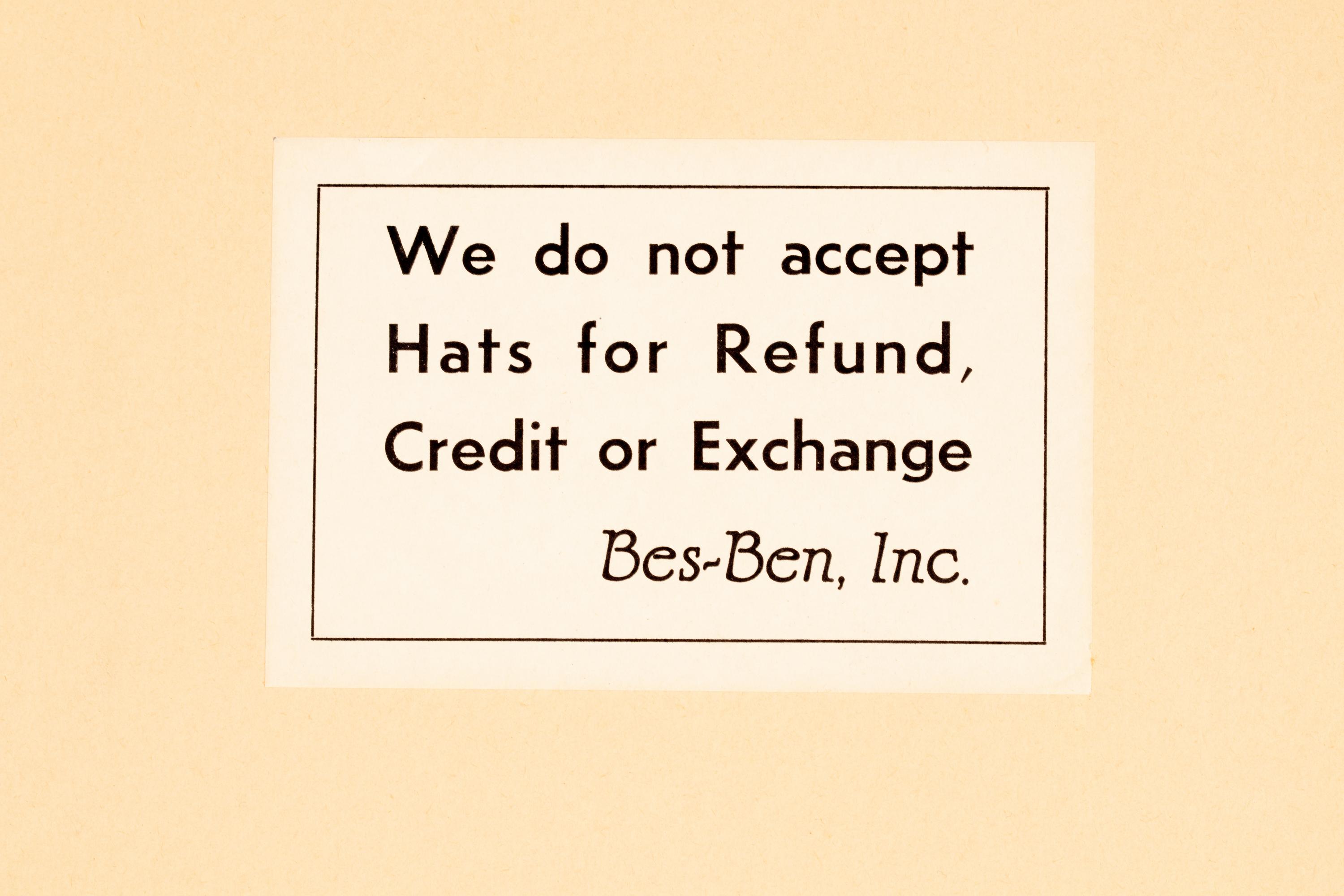 Three Bes-Ben Hats, c. 1958