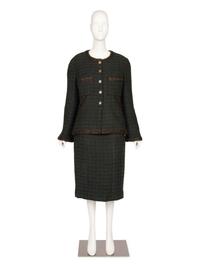 Chanel Green and Brown Fantasy Tweed Skirt Suit, c. 2009