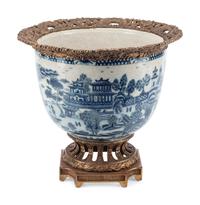 A Gilt Bronze Mounted Blue and White Porcelain Jardinière