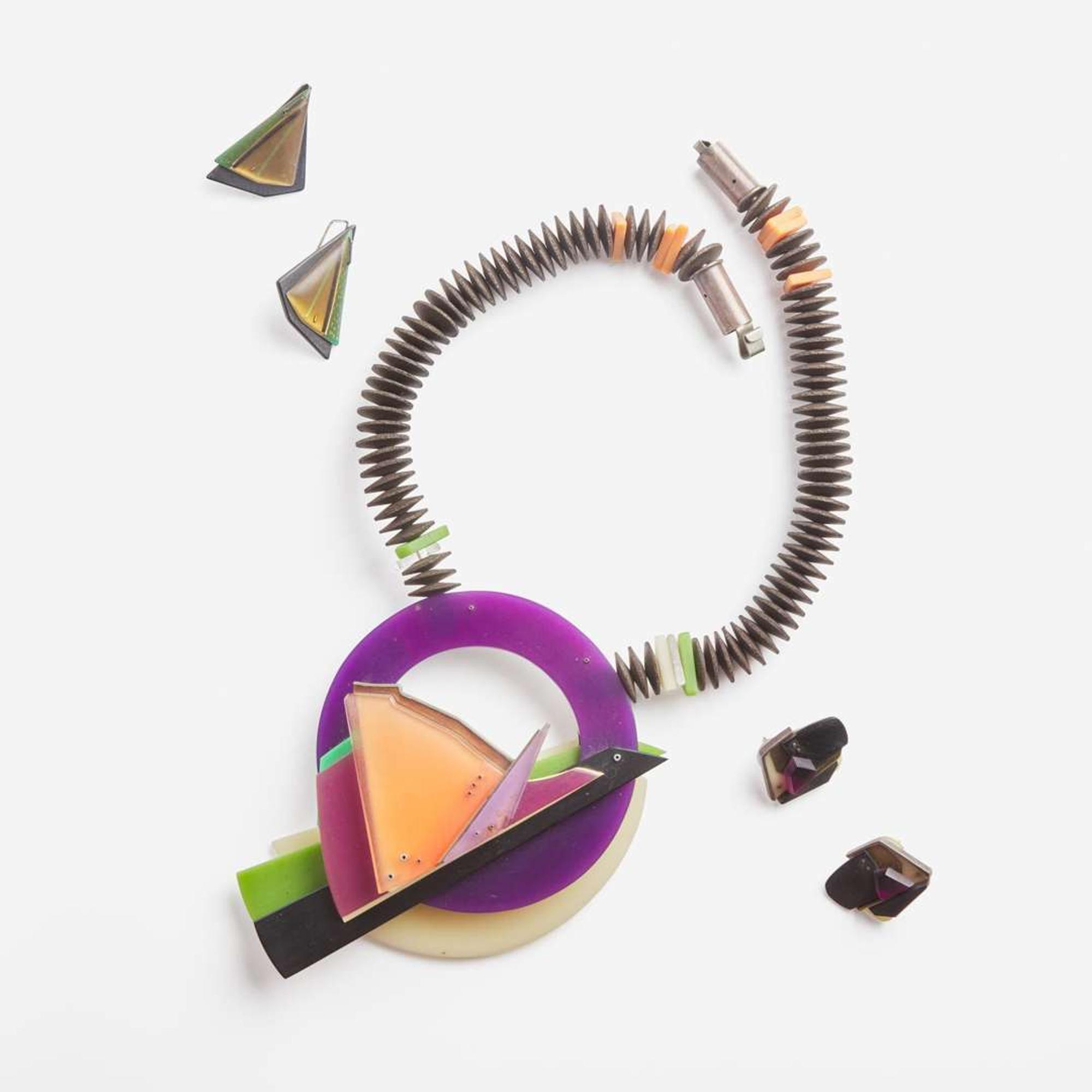 Alice Klein (American, b. 1956) Swallow Tail Necklace and Two Pairs of Earrings, USA, 1982