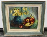 Verena Hubley, (American, 20th century), Still Life with Fruit and Flowers