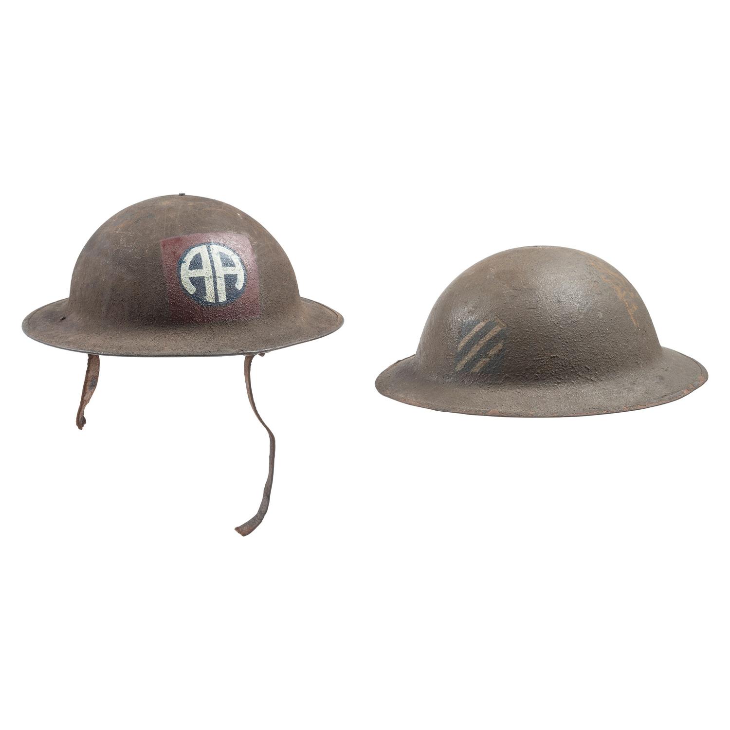 Group of Two M1917 Helmets Including 82nd Infantry Division and 3rd Infantry Division