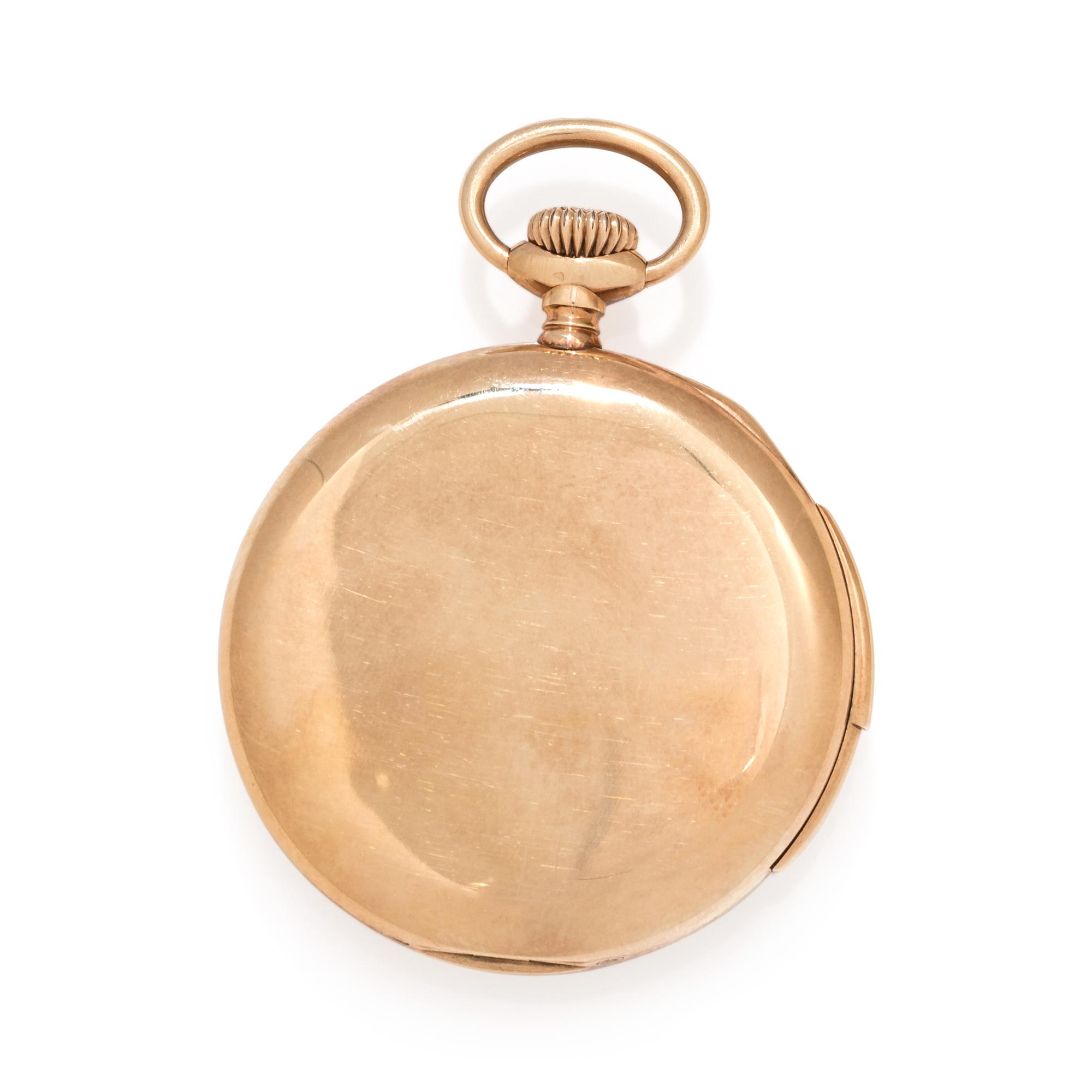 TOUCHON & CO., 14K YELLOW GOLD MINUTE REPEATER OPEN FACE POCKET WATCH