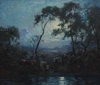 Matilda Browne, (American, 1869-1947), Cows at Pasture