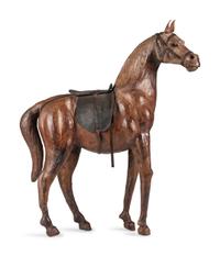 A Leather Horse Figure, In the manner of Abercrombie & Fitch