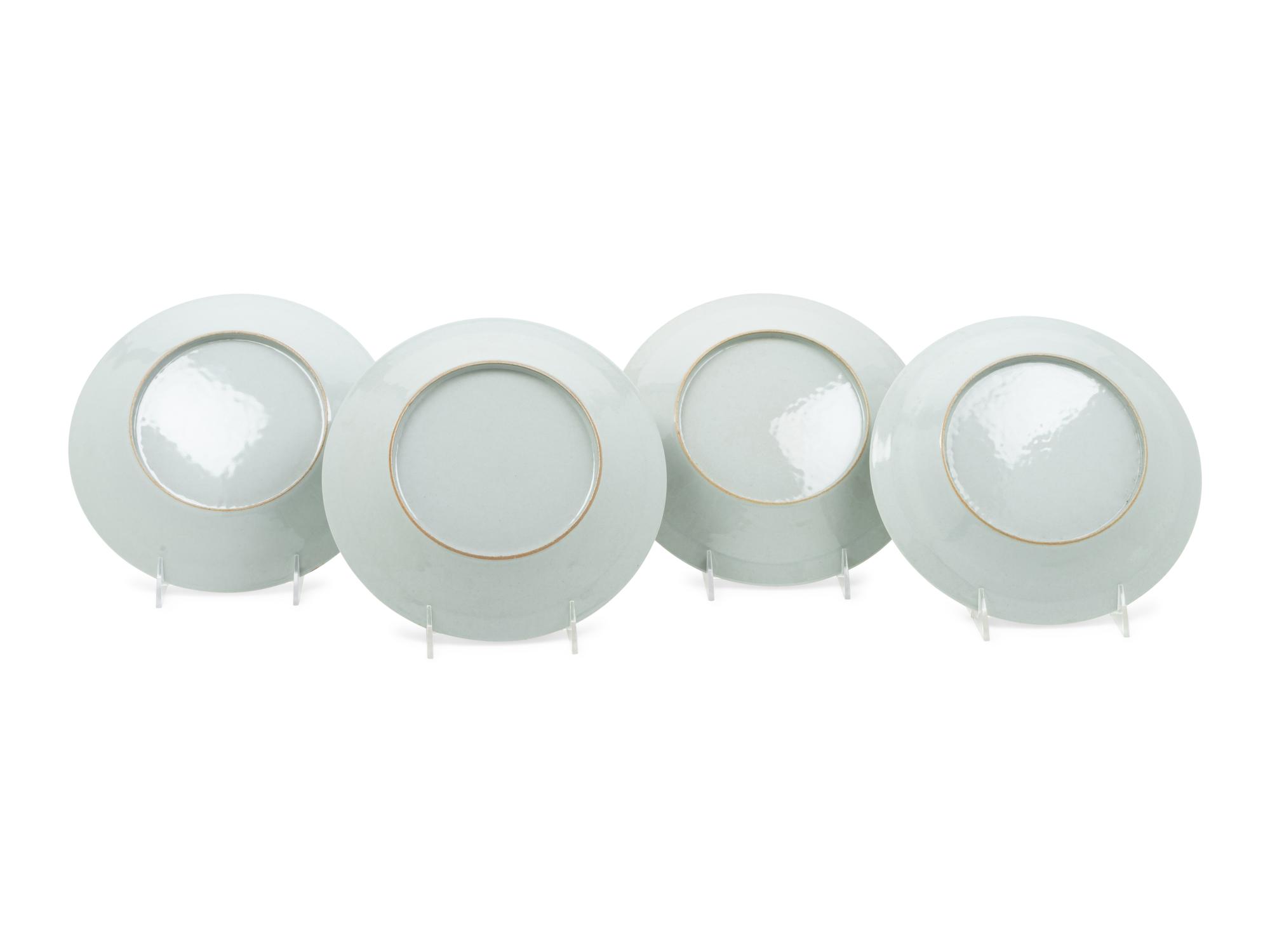 Four Chinese Export Style Famille Rose Porcelain Plates