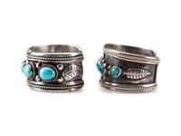 Navajo Silver and Turquoise Cuff Bracelets