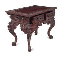 A Japanese Export Carved Hardwood Table