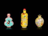 Three Chinese Famille Rose Porcelain Snuff Bottles
