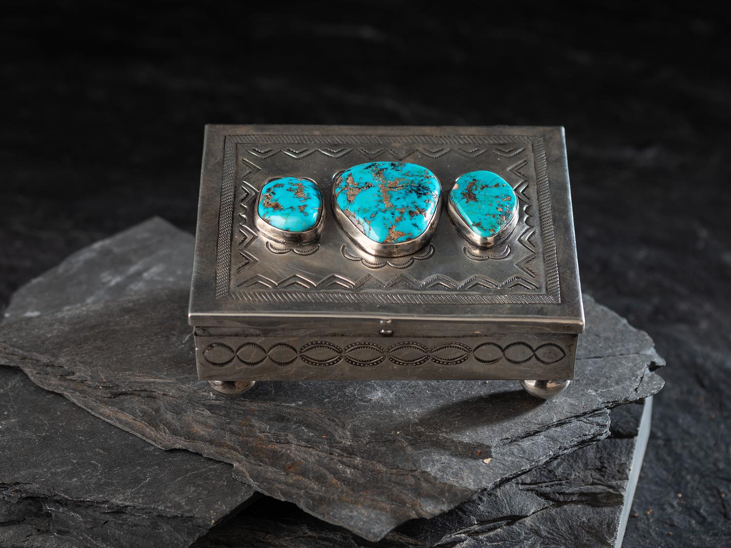 Navajo Silver and Morenci Turquoise Box
