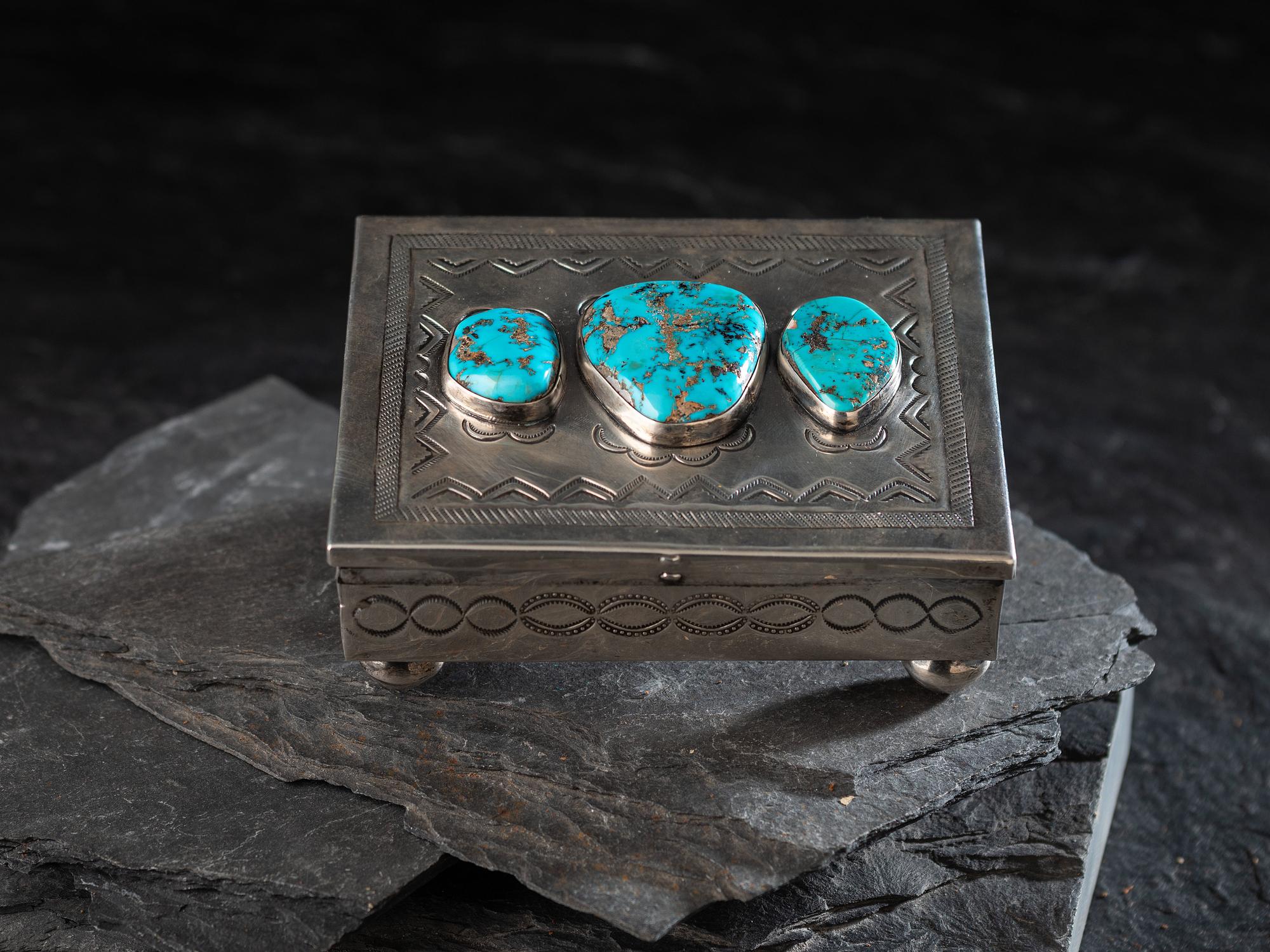 Navajo Silver and Morenci Turquoise Box