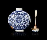Two Large Blue and White Porcelain Snuff Bottles