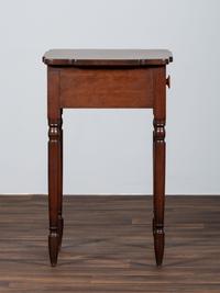 A Late Federal Carved Cherrywood and Tiger Maple One-Drawer Work Table