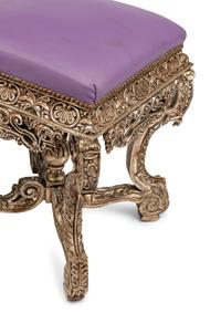 A Pair of Italian Style Silvered Wood Tabourets