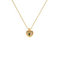 Emerald, Diamond, and Yellow Gold Heart Pendant Necklace
