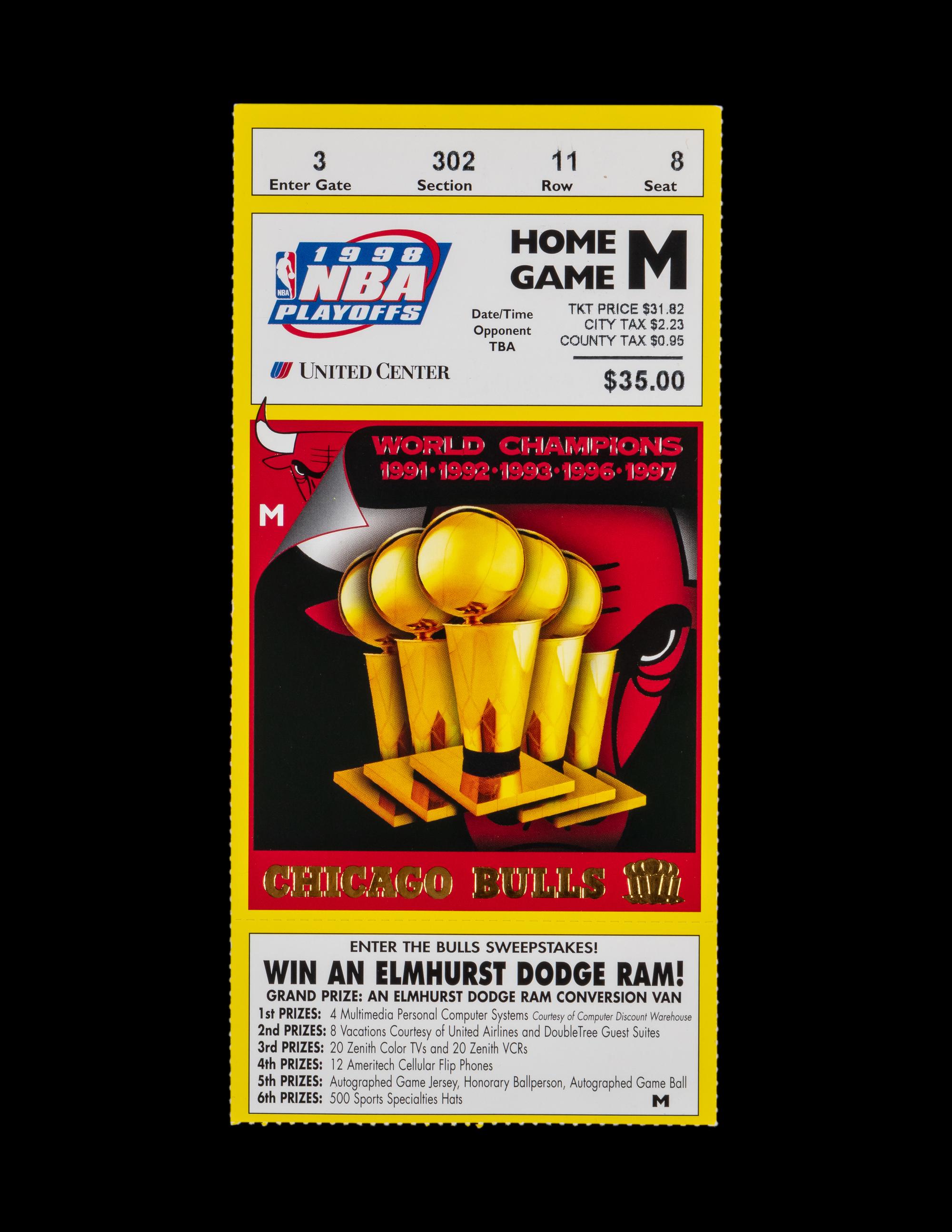 A 1998 Chicago Bulls vs. Utah Jazz NBA Finals Ticket Stub (Michael Jordan's Last Home Game at United Center)